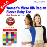 BELLA + CANVAS® Women's Micro Rib Three-Quarter Raglan Baby Tee