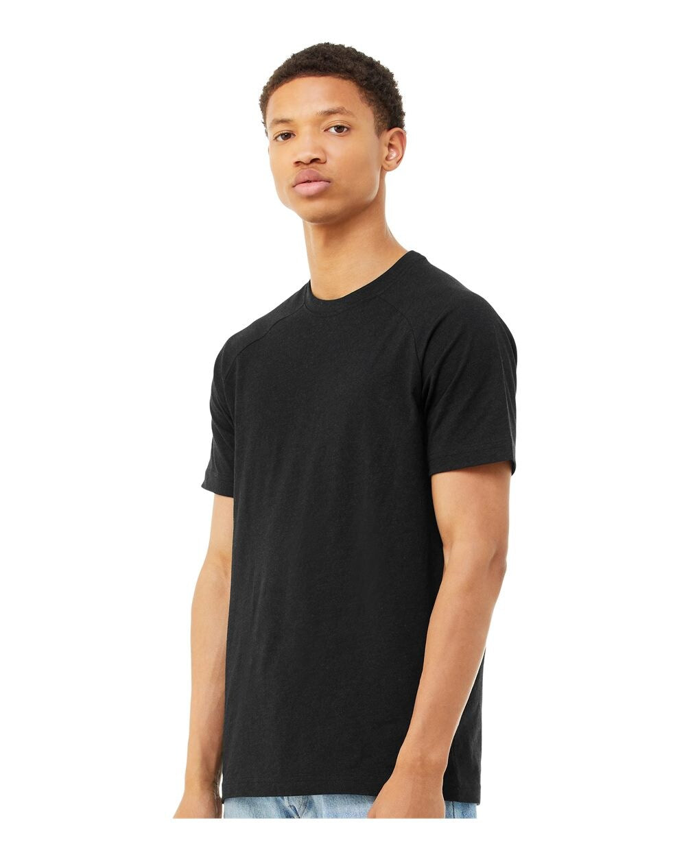 BELLA + CANVAS® Heather CVC Raglan Crewneck Short Sleeve Tee