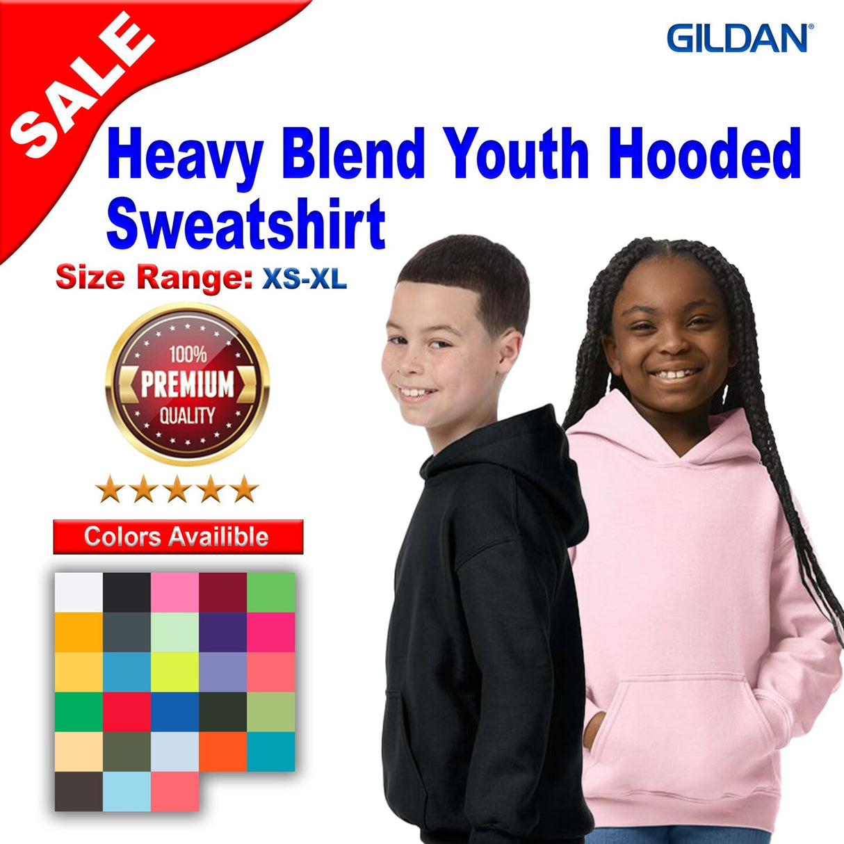 Gildan® Heavy Blend Youth Hooded Long Sleeve Sweatshirt