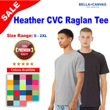 BELLA + CANVAS® Heather CVC Raglan Crewneck Short Sleeve Tee