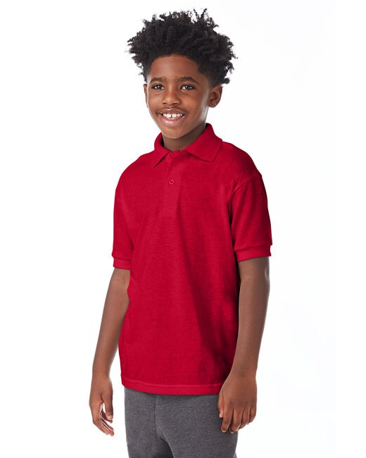 Hanes® Youth EcoSmart Jersey Knit Short Sleeve Collared Polo
