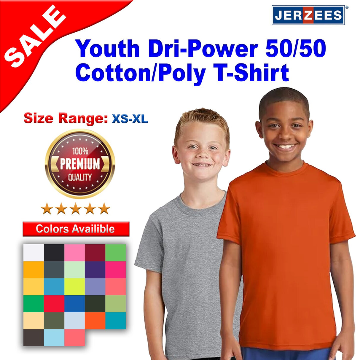 JERZEES® Youth Dri-Power Short Sleeve Crewneck T-Shirt