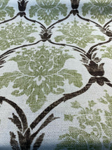 Lyra Linen Fabric - Green Damask, 57" Width (1 Yard)