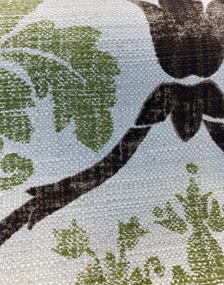 Lyra Linen Fabric - Green Damask, 57" Width (1 Yard)