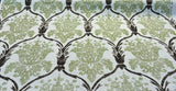 Lyra Linen Fabric - Green Damask, 57" Width (1 Yard)