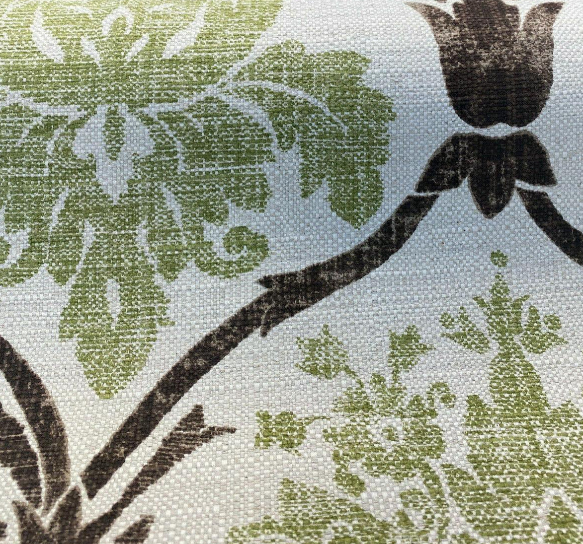 Lyra Linen Fabric - Green Damask, 57" Width (1 Yard)