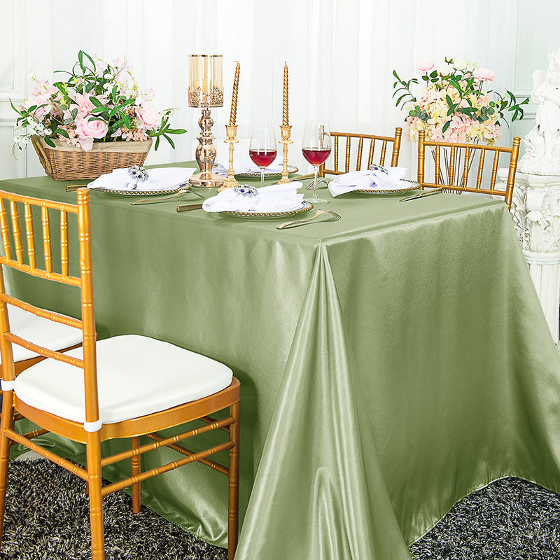 Rectangular Satin Tablecloth Overlay 54x108 Sage Green