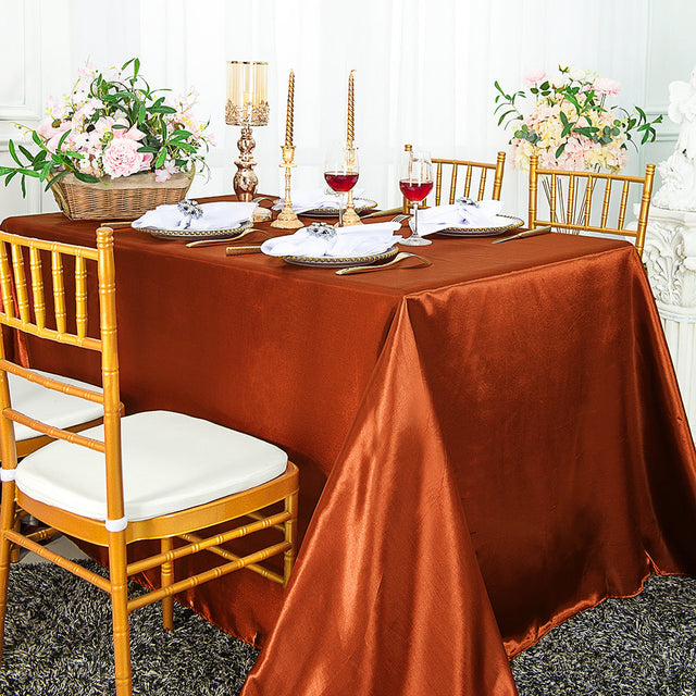 Rectangular Satin Tablecloth 54x108 Rust