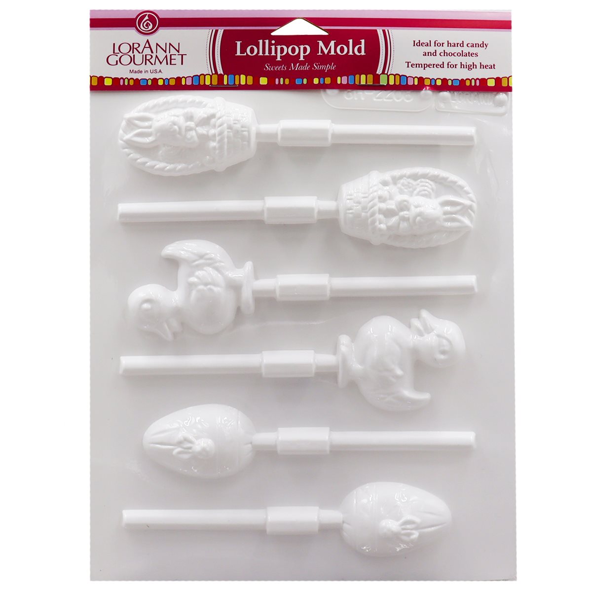 LorAnn Easter Assorted Egg, Bunny, Basket, Chick Lollipop Sheet Mold