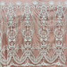 Beaded Lace Fabric Embroidered On 100 Percent Polyester Net Mesh - Off White, Antique Silver, White, 50" Wide (1 Yard)