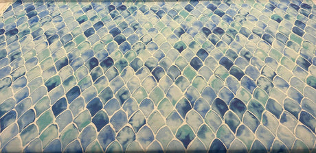 Clio Blue Scales Cotton Polyester Fabric - Blue Scales Pattern, 56" Width (1 Yard)