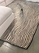 Beluga Tufted Design 55 Wool Fabric - Ivory Black Tufted Pattern, 8' X 11', 9' X 12', 10' X 13' (1 Piece)
