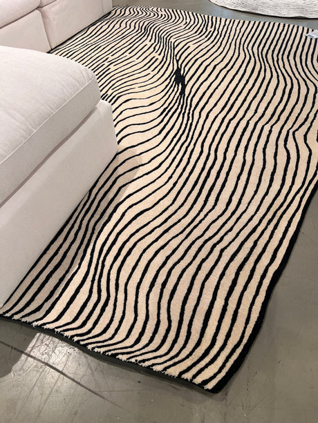 Beluga Tufted Design 55 Wool Fabric - Ivory Black Tufted Pattern, 8' X 11', 9' X 12', 10' X 13' (1 Piece)