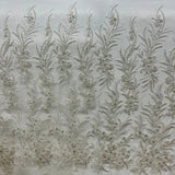 Beaded Lace Fabric on Polyester Net Mesh