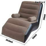 Inflatable Brown Sofa Chair with Air Pump Foldable Lounge with Armrests for Indoor Outdoor Use