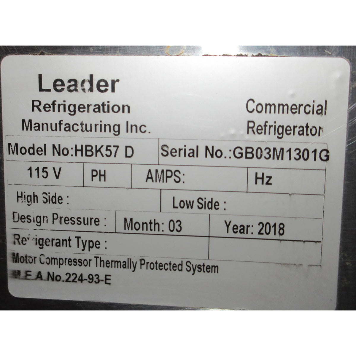 Leader HBK57D Dry Bakery Case, Used Excellent Condition