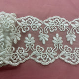 Corded Floral Lace Trim Ivory 6 Inch