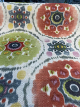 Harlow Bohemian Candy Linen Fabric - Multi Red, Blue, Green, Yellow, Pink Circles, 13" x 13" Repeat (1 Yard)