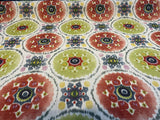 Harlow Bohemian Candy Linen Fabric - Multi Red, Blue, Green, Yellow, Pink Circles, 13" x 13" Repeat (1 Yard)