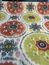 Harlow Bohemian Candy Linen Fabric - Multi Red, Blue, Green, Yellow, Pink Circles, 13" x 13" Repeat (1 Yard)