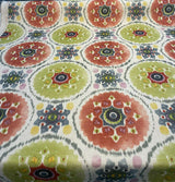 Harlow Bohemian Candy Linen Fabric - Multi Red, Blue, Green, Yellow, Pink Circles, 13" x 13" Repeat (1 Yard)