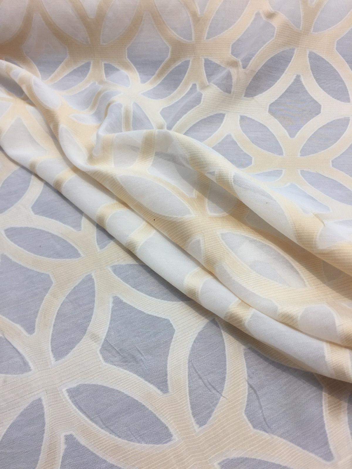 P Kaufmann Sheer Polyester Fabric - Ivory Gold Fretwork, 54" Width (1 Yard)