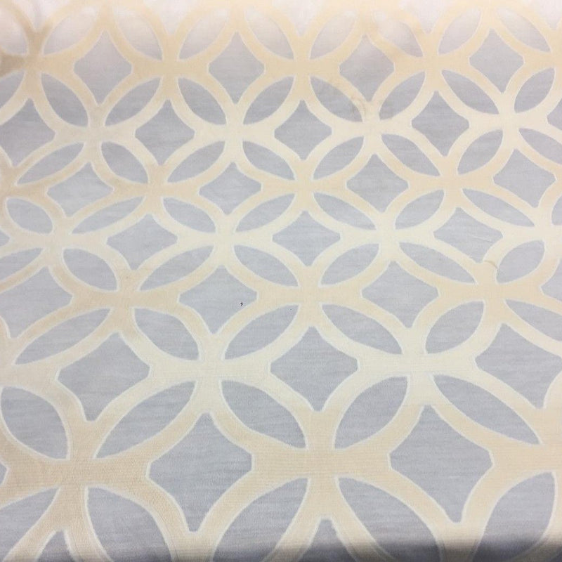 P Kaufmann Sheer Polyester Fabric - Ivory Gold Fretwork, 54" Width (1 Yard)