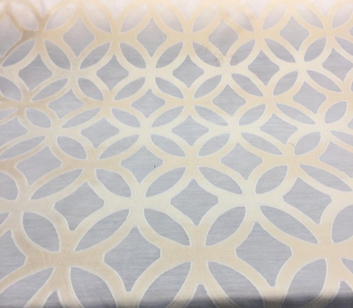 P Kaufmann Sheer Polyester Fabric - Ivory Gold Fretwork, 54" Width (1 Yard)