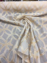 P Kaufmann Sheer Polyester Fabric - Ivory Gold Fretwork, 54" Width (1 Yard)