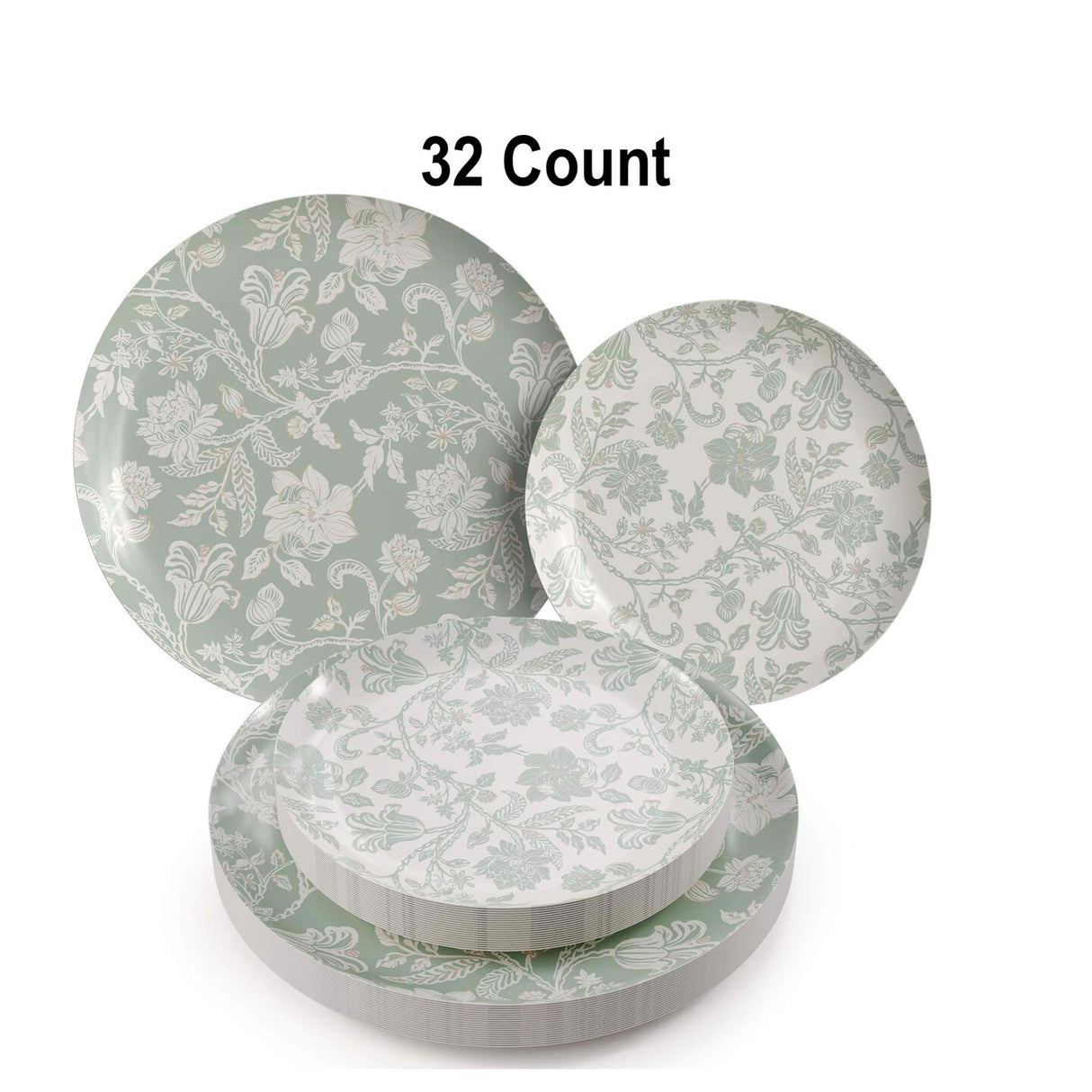 32 Count Gracy Design Elegant Paper Plates Combo Set Disposable Party Dinnerware 10 In. + 8 In.