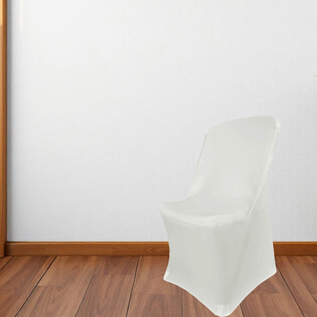 1 Piece Ivory Stretch Slipcover for Lifetime Folding Chair Elegant Spandex Design