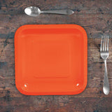 24 Count Orange Square Paper Dessert Plates for Halloween Fall Birthday Party Use 7"
