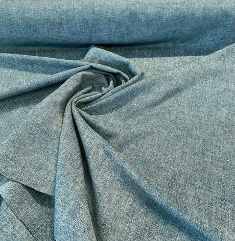 Mitchelle Soft Chenille Upholstery Fabric - Teal Ocean Heathered Solid, 54" Width (1 Yard)
