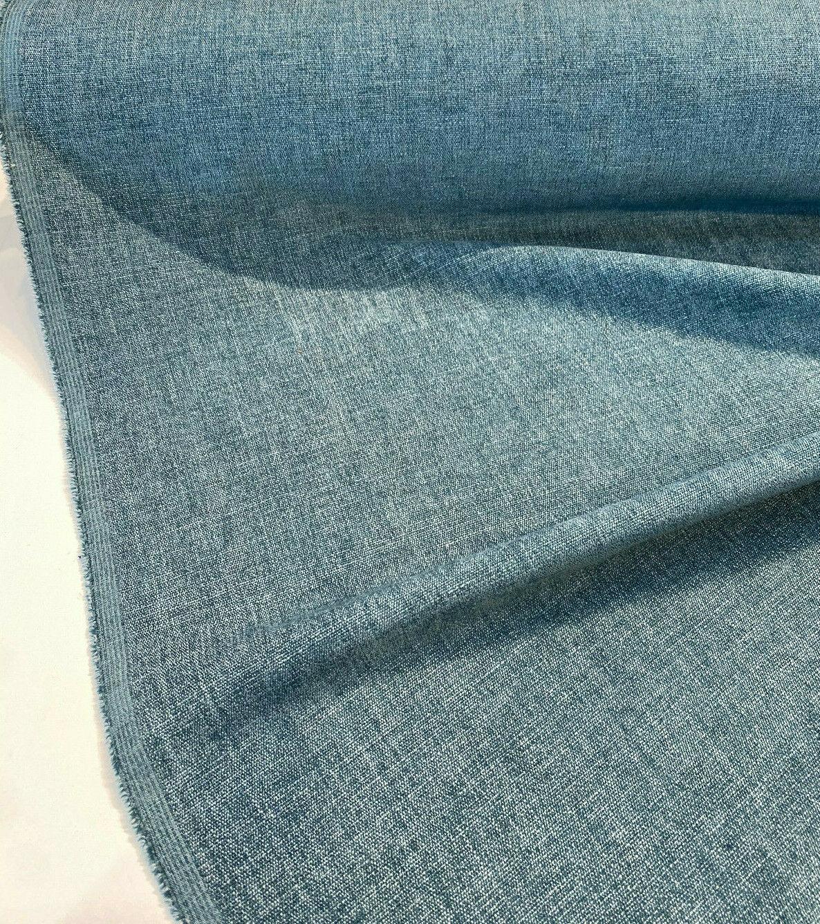 Mitchelle Soft Chenille Upholstery Fabric - Teal Ocean Heathered Solid, 54" Width (1 Yard)