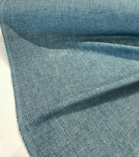 Mitchelle Soft Chenille Upholstery Fabric - Teal Ocean Heathered Solid, 54" Width (1 Yard)