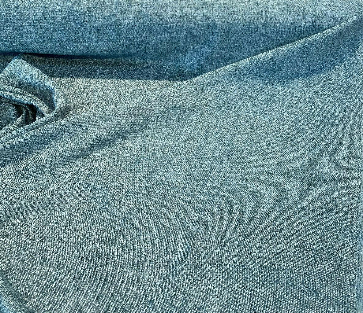 Mitchelle Soft Chenille Upholstery Fabric - Teal Ocean Heathered Solid, 54" Width (1 Yard)