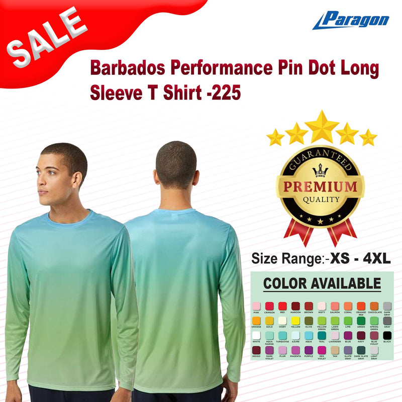 Paragon® Barbados Performance Pin Dot Crewneck Long Sleeve T Shirt