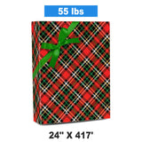 Plaid Christmas Wrapping Paper Red / Gold Holographic Plaid 24 '' × 417 '