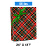 Plaid Christmas Wrapping Paper Red / Gold Holographic Plaid 24 '' × 417 '