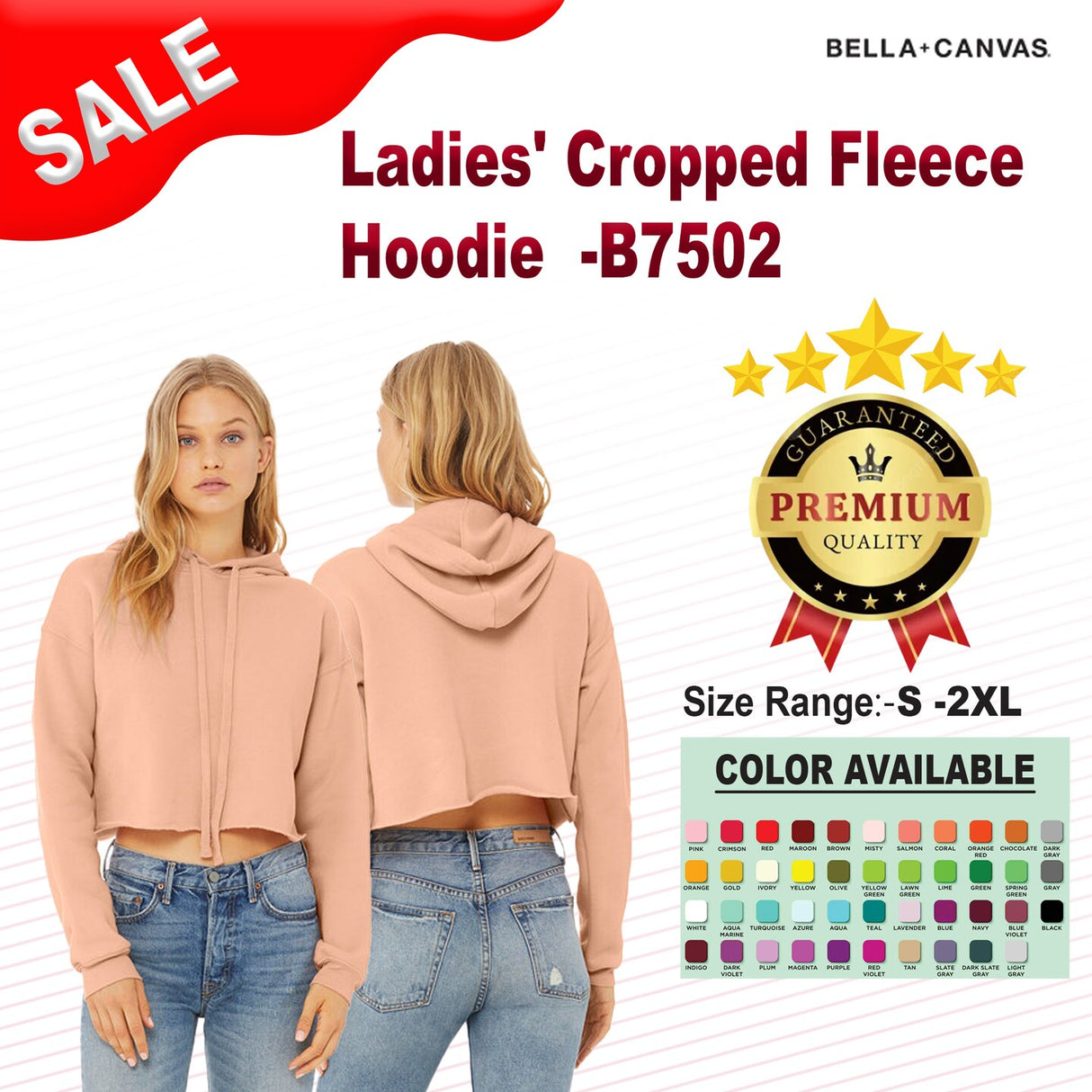 BELLA+CANVAS® Women’s Cropped Fleece Hoodie Sweatshirt