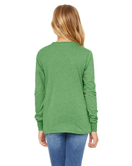 Image 1: Bella Canvas Youth Triblend Long Sleeve TeeImage 2: Soft triblend fabric youth shirtImage 3: Lightweight long sleeve kids teeImage 4: Blank youth triblend shirt for printingImage 5: Comfortable Bella Canvas youth apparelImage 6: Premium children's long sleeve shirt