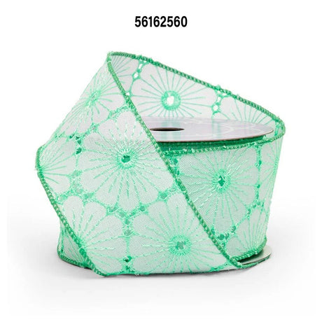Fabric Floral Wired Ribbon 2.5" x 10 Yards