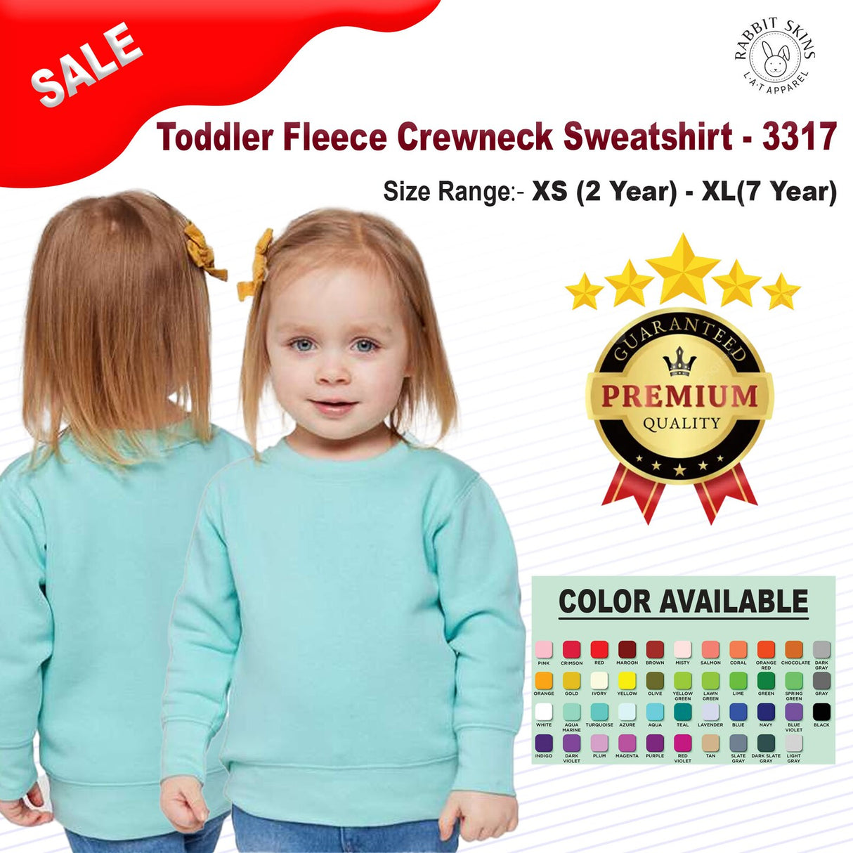 RADYAN® Toddler Fleece Crewneck Sweatshirt - 3317