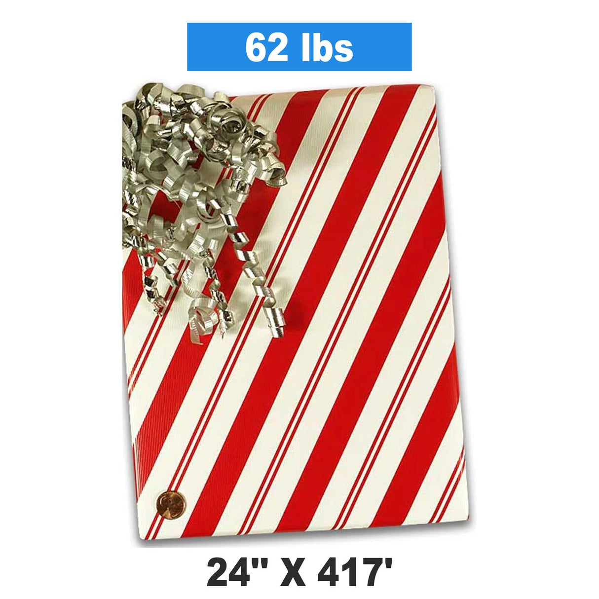 Striped Christmas Wrapping Paper Diagonal Peppermint Stripe 24''x417'