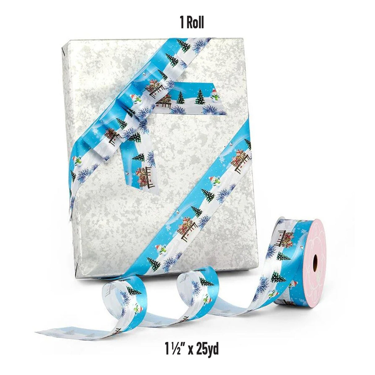 Christmas Scene Satin Ribbon 1 1/2 '' x 25 Yards