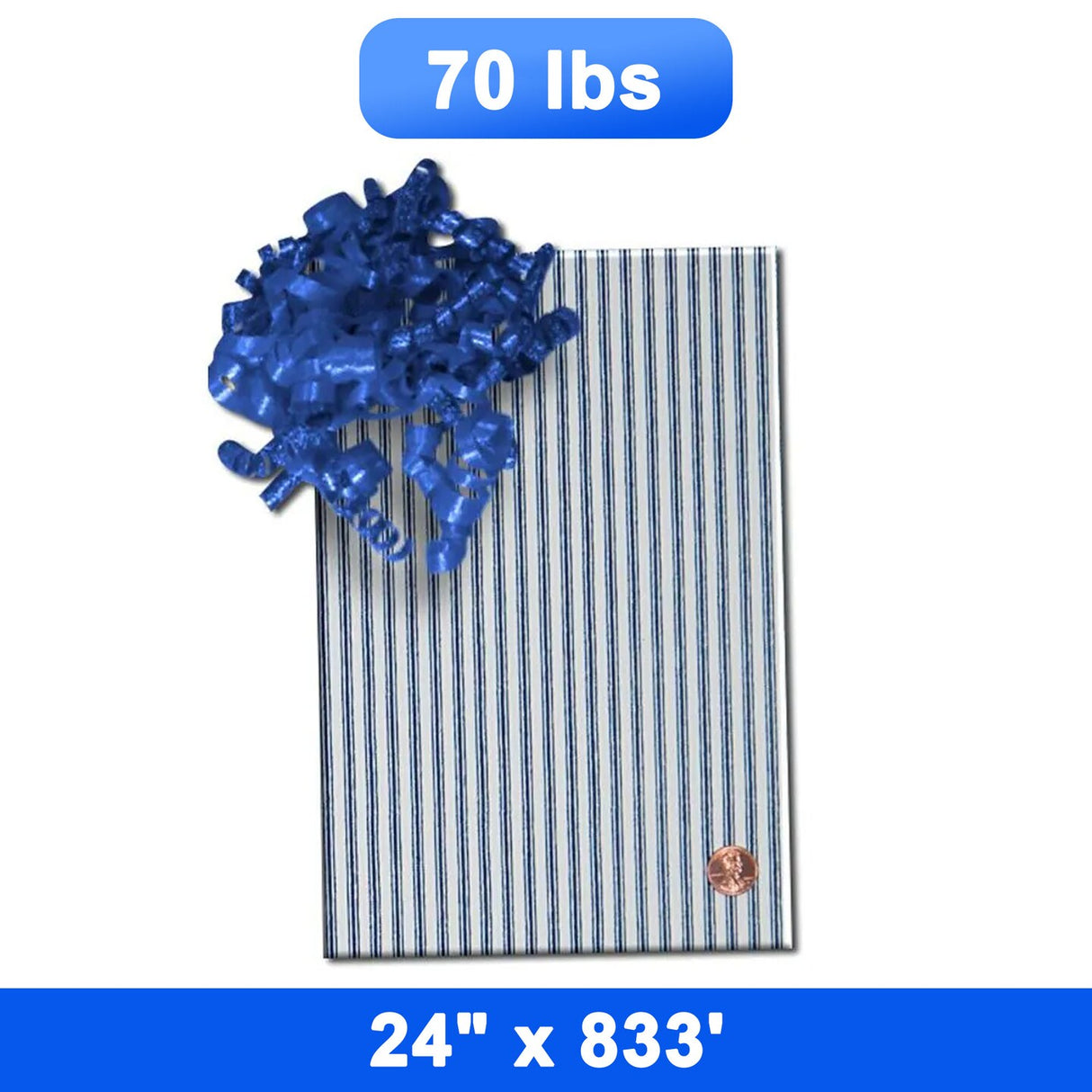 Sleek Striped Wrapping Paper Roll 24'' x 833' 70 lbs