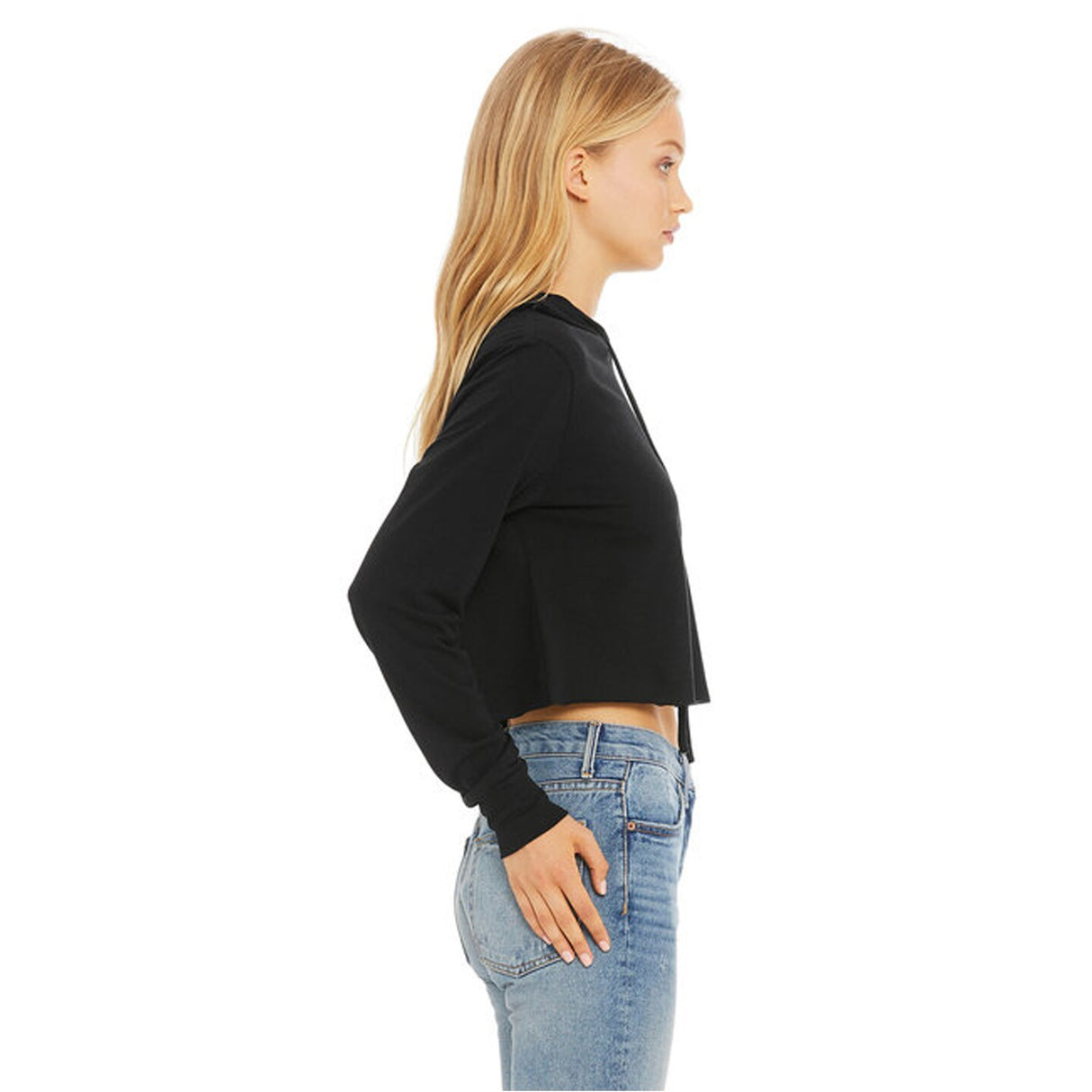 Bella + Canvas® Ladies Cropped Long Sleeve Hooded T Shirt