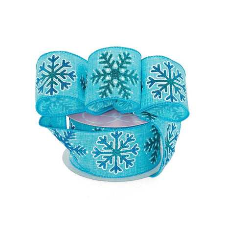 Blue Snowflake Christmas Ribbon - 10 Yards x 2.5 Inches 1 / ROLL