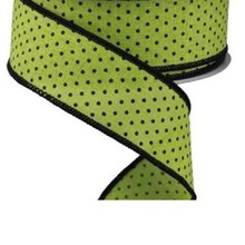 Colored Fabric Ribbon with Black Polka Dots 1.5" x 10 yd