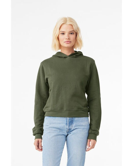 BELLA + CANVAS Bella + Canvas Ladies Long Sleeve Pullover Hooded Sweatshirt in Black